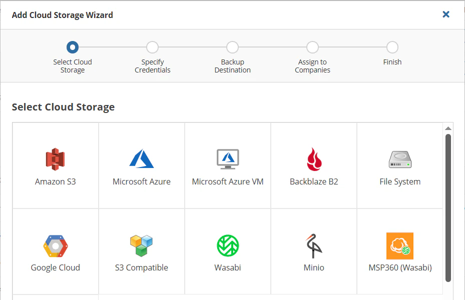 screenshot of MSP360 Backup